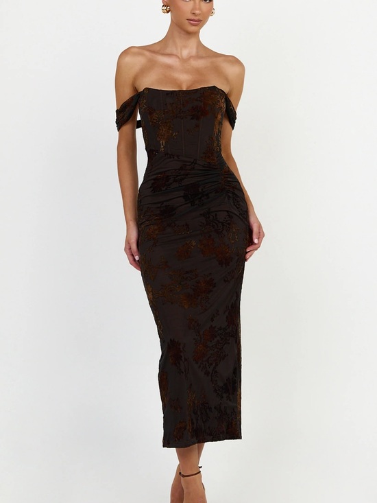 Showpo. Dresses & Skirts - Showpo Karlene Midi Dress - Ruched Corset Burnout Dress